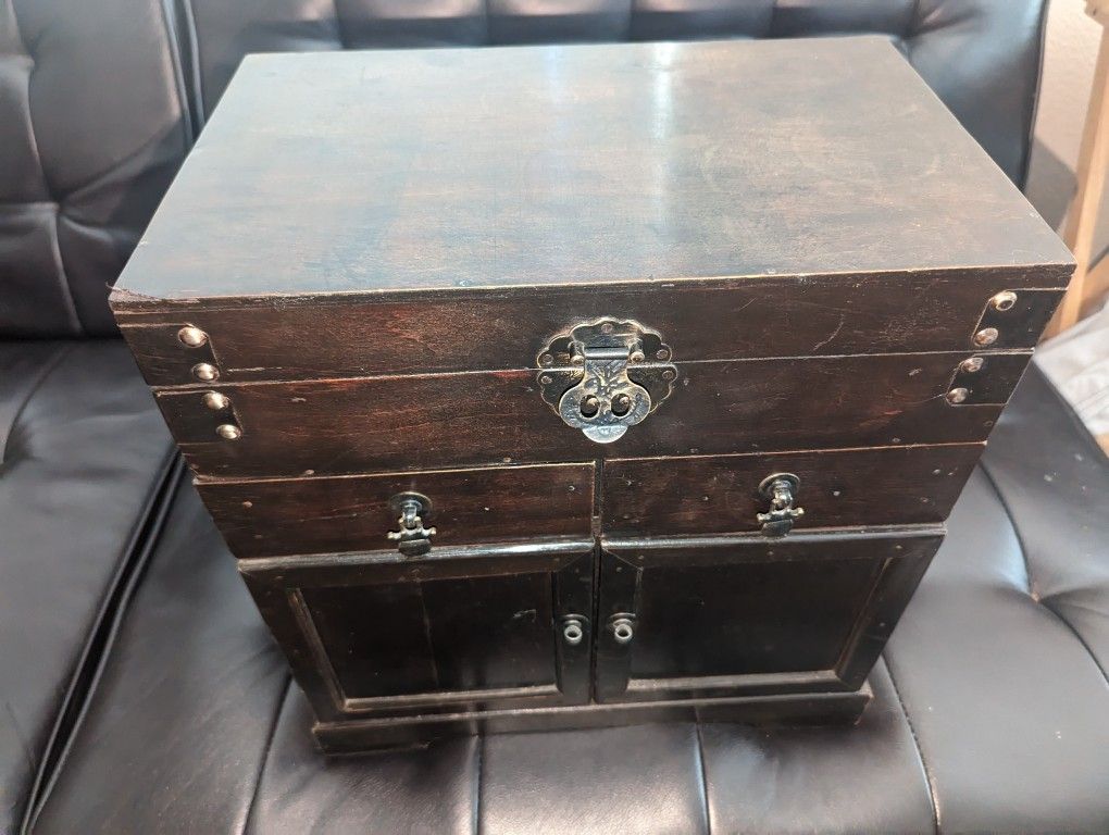 Antique Chinese Money Trunk Cabinet