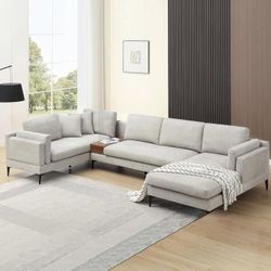 Large U Shaped Sectional Sofa And Loveseat Set