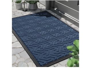 Yimobra Large Door Mat Outside Entrance 36x24, Heavy-Duty Doormat, Blue Non Slip Outdoor Mats for Front Door, Rubber Entry Mat for Garage Patio Indoor