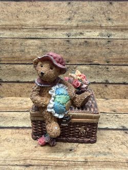 Vintage Teddy Bear Trinket Box