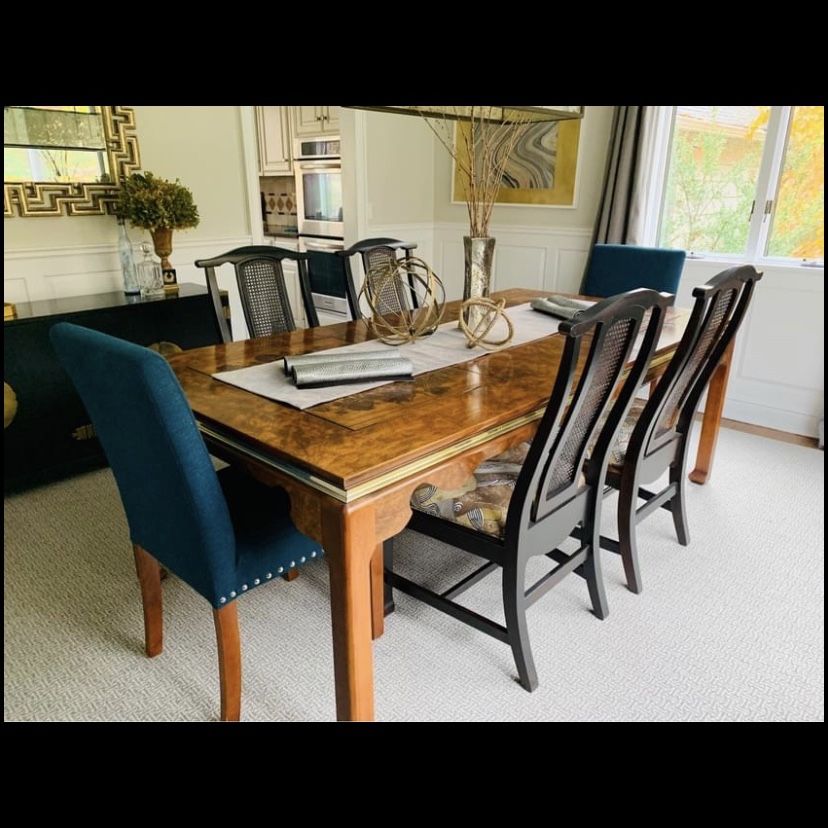 Vintage Dining Table Kelly Wearstler Ethan Allen Chairs
