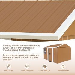 8X10 FT Heavy-Duty Metal Storage Shed with Windows, Lockable Door & Ventilation - Weatherproof Outdoor Garden Shed for Backyard, Lawn, and Tool Organi