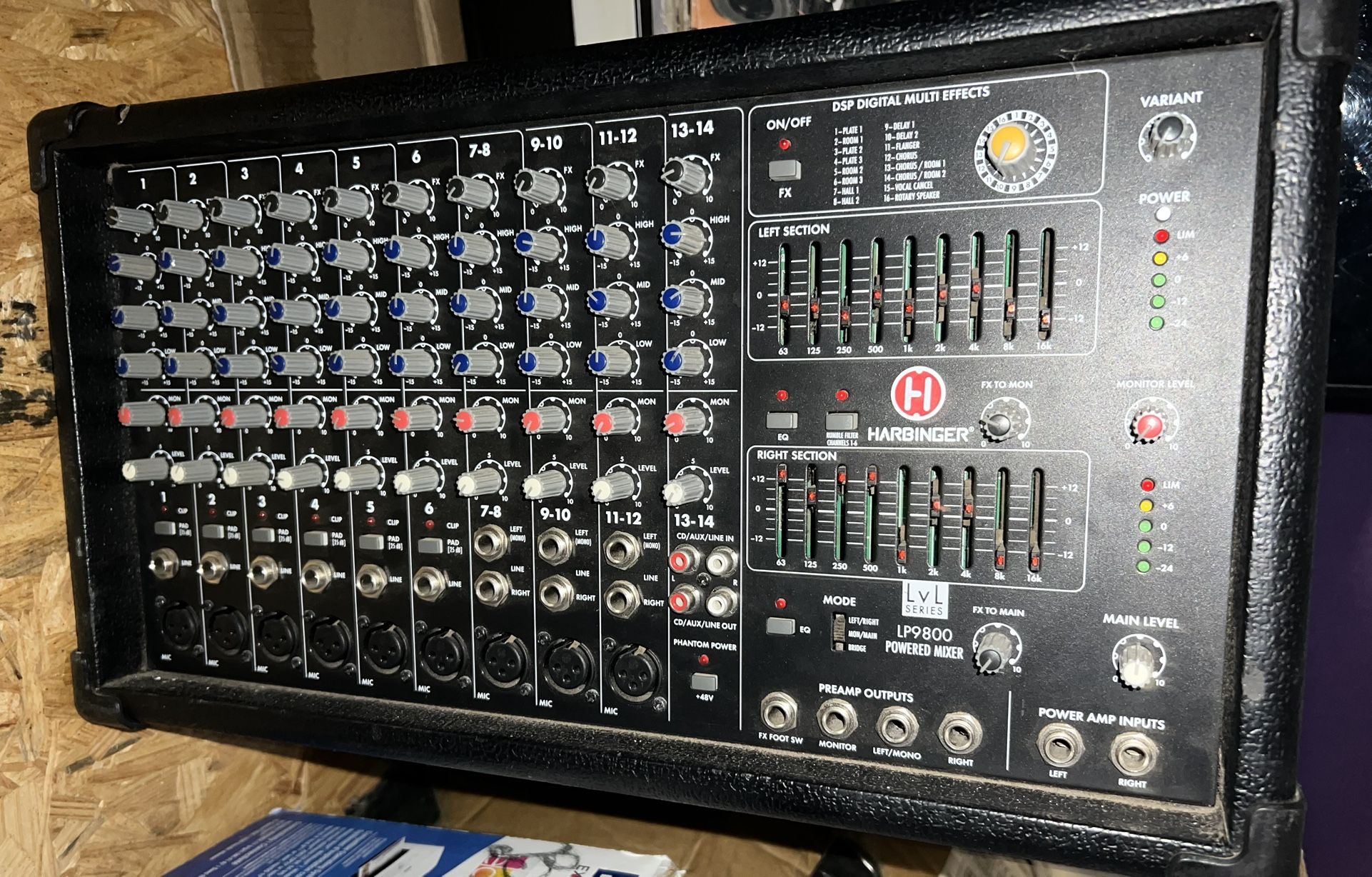 💥HARBINGER LP9800 LVL SERIES Multi-Channel Powered Mixer – Black – Like New – TESTED