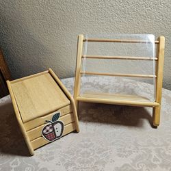 Vintage Recipe File Card Box and Cookbook Stand with Splash Guard
