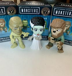 Funko Universal Studios Monsters Mystery Minis 3 Figure Lot Bride Frankenstein Wolf Man Mummy