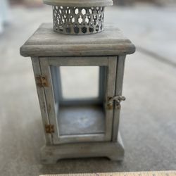 Grey Lantern Candle Holder 