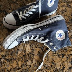 A pair of Converse Chuck Taylor All Star Classic high-top sneakers in navy blue canvas, $52 (%100 Authentic )great for school season