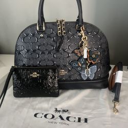 Coach Embossed Sierra Satchel And Wristlet 