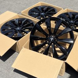 “21 Tesla Model S Gloss Black Rims/Wheels Exchange 