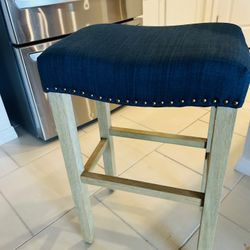 3 Blue Backless stools 