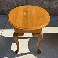 Solid Oak Coffee Table & End Table