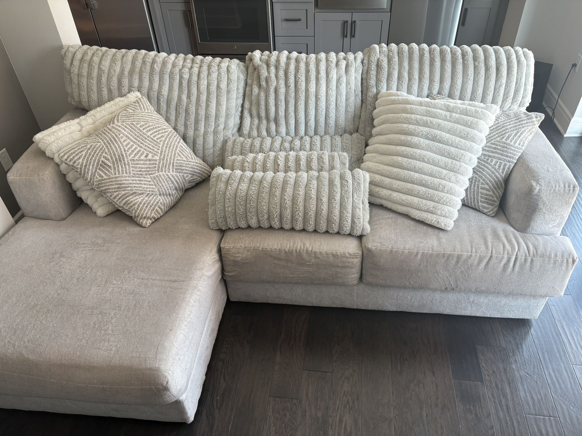 Plush Sofia Cream 109” 4 Piece Right Arm Facing Chaise Sectional AND Sofia CREAM Chaise( Pictured In Gray For Images)SAME CREAM COLOR AS SOFA