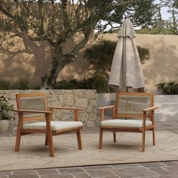 Tuscany outdoor acacia wood & rope armchairs, set of 2 ,OF2281-CH2