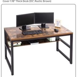 Rustic Computer Desk w/ Shelf – Sturdy Home Office Desk