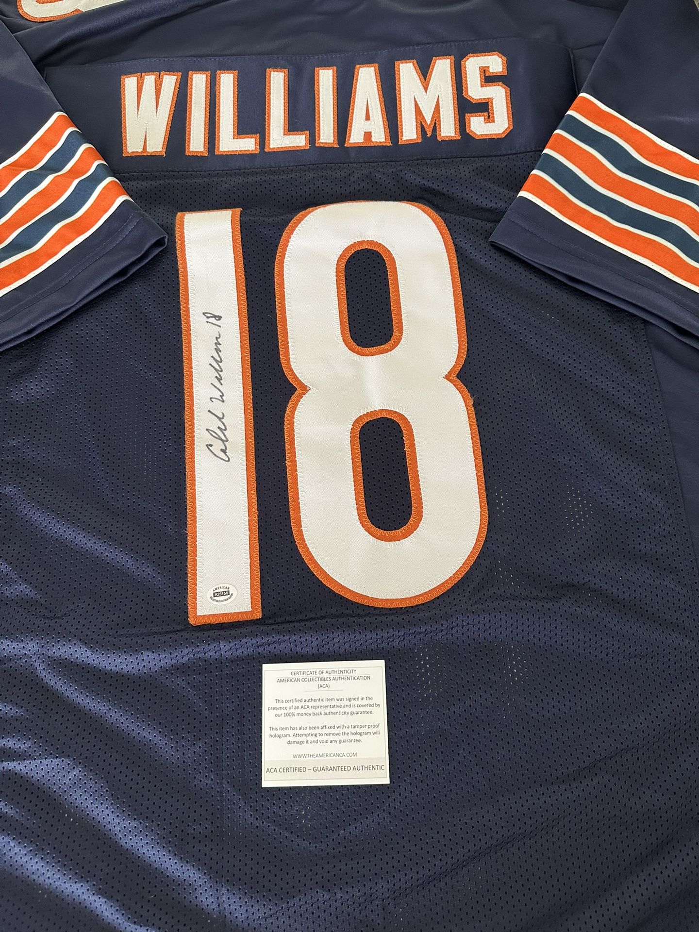 CALEB WILLIAMS SIGNED CHICAGO BEARS QB AUTOGRAPHED CUSTOM JERSEY w/COA XL - 552