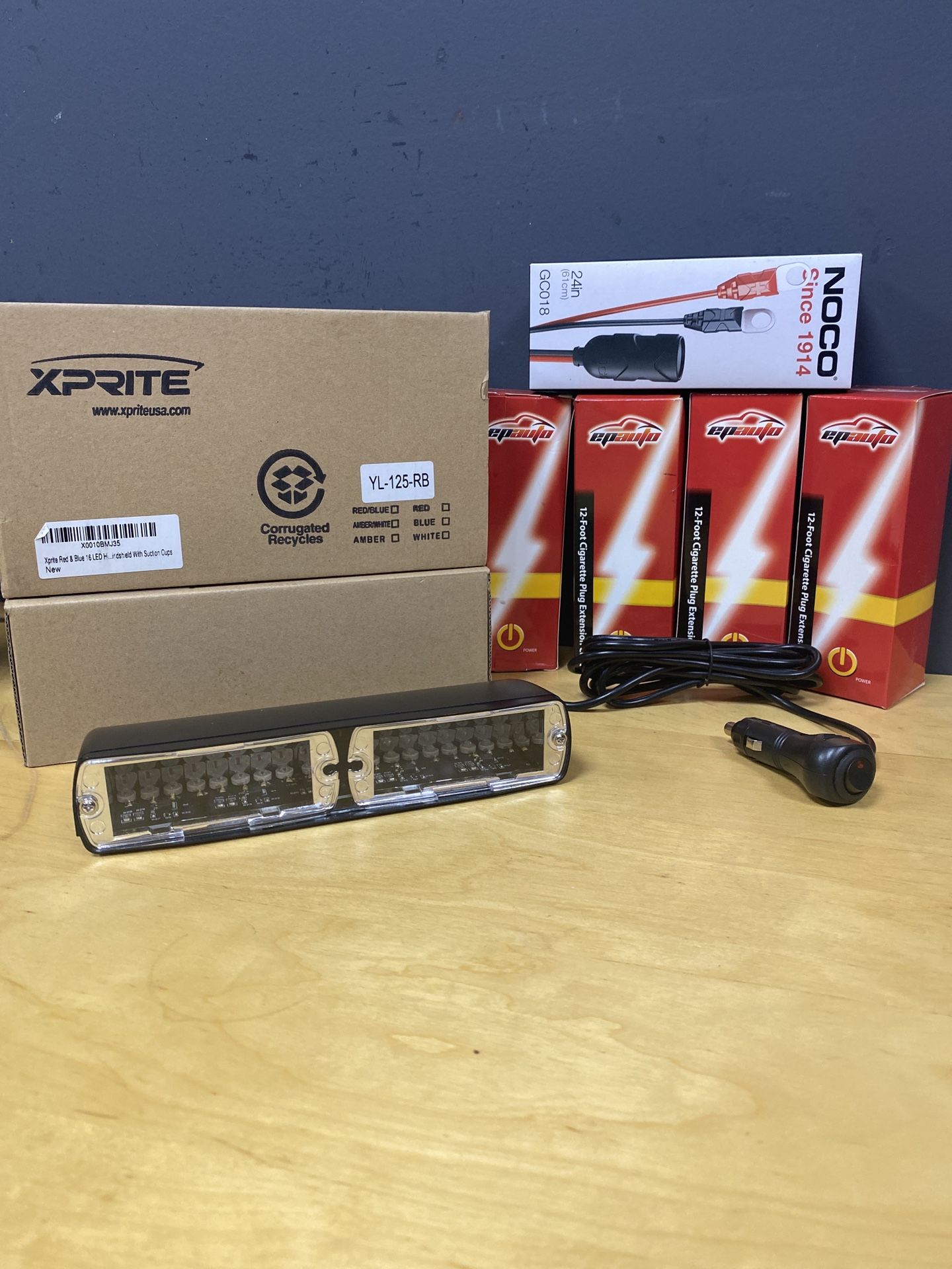 🔌 Xprite LED Strobe Light + NOCO Adapter + 12ft Extension Cords (Bundle Deal!)