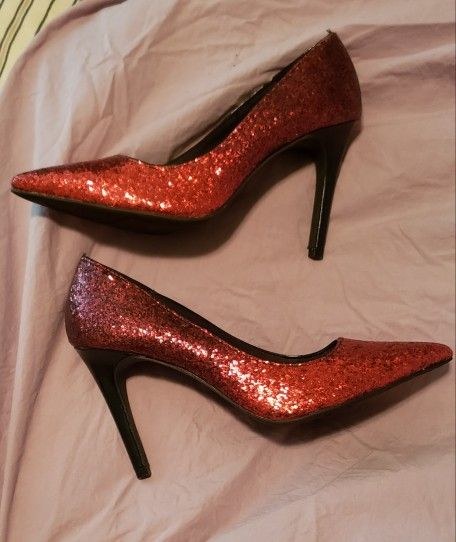 Ruby Red Glitter Stiletto Heels