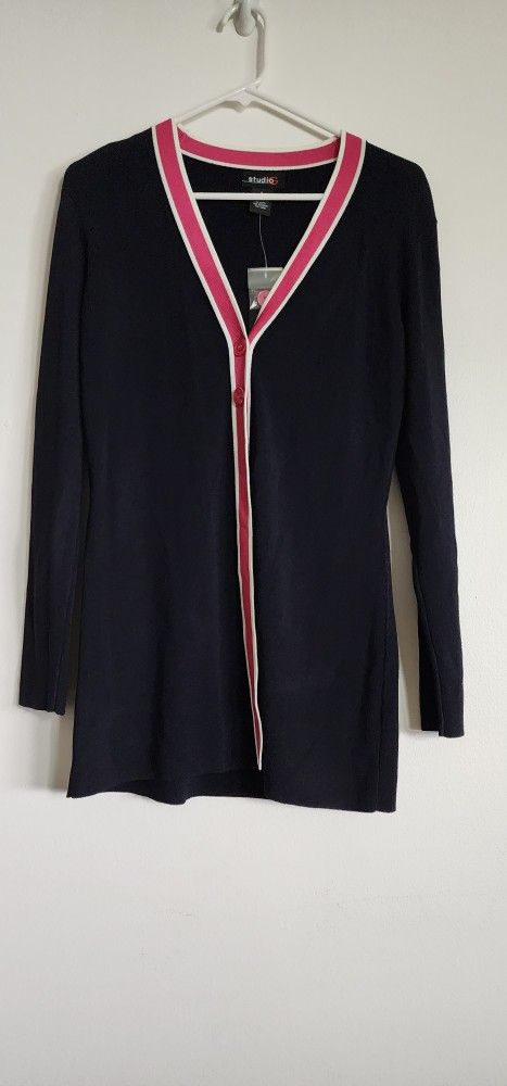 NWT Studio G Black Long Sweater Cardigan Size S