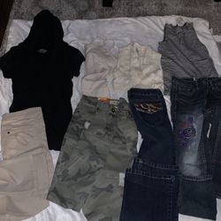 Girls 10-12 Lot  Jeans Pants Tops  Clothes 8 Pcs