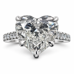 14k White Gold Ring with 3.05Ct. Lab Grown Heart Shaped Diamond With Side Diamonds 0.20 Ct. (Size 6.50)
