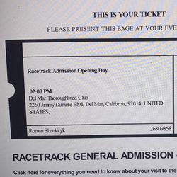 Del Mar Opening Day Ticket 