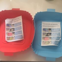 Air Fryer Liner Silicone Liner 2 Pc Set Red And Blue Liners 