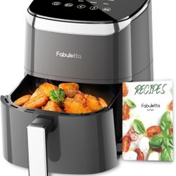 Air Fryers 4 Qt, Fabuletta 9 Cooking Functions Smart Air Fryers, Shake Reminder, Powerful 1550W Electric Hot Air Fryer,Tempered Glass Display, Dishwas