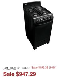 Donny 20” Gas Range Black Color 