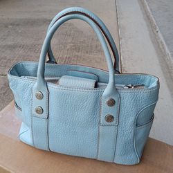 Vintage Michael Kors Sky Blue Leather Satchel Handbag