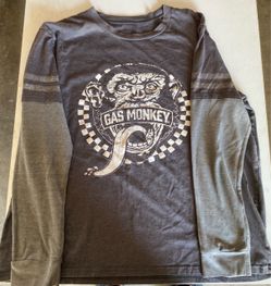 Gas Monkey Garage Long Sleeve Thermal Graphic Tee Men's L Grey