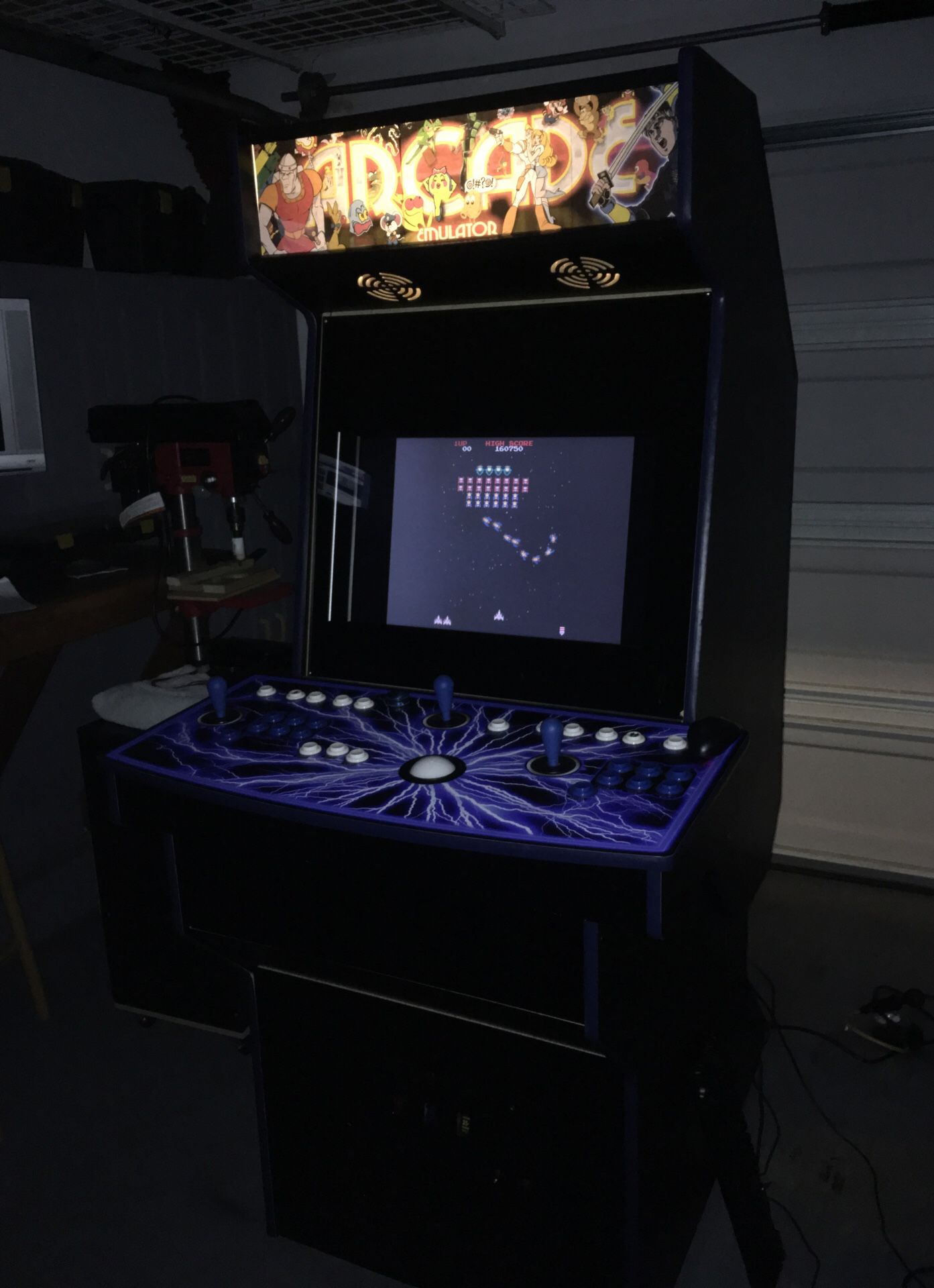 Multicade two player arcade cabinet with spinner trackball ready for you to finish