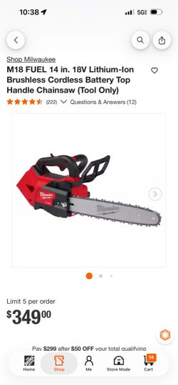 Milwaukee m18 fuel 14” chainsaw new