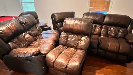 Brown Leather Reclining Theater Seating / Sectional Sofas