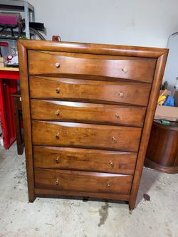 Sleek Tall Wood Six Drawer Dresser