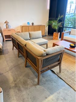 Solid Teak Outdoor Lounge Collection | Modular Patio Seating with Rope Detail