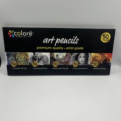 Art Pencils 50 Colored Pencils Drawing Water Color Charcoal New By Color