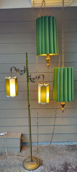 Vintage mid century swag lamps and pole lamp