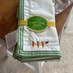 Set of 4 new hand embroidered Williams Sonoma Easter napkins