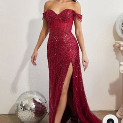 Red Prom off the shoulder dress 