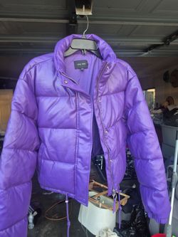 Ladies purple jacket & crochet bag