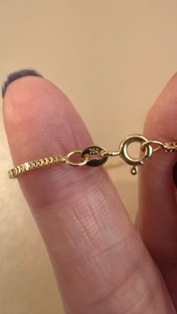 18k solid yellow gold box chain necklace size 22