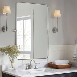 24”*36” silver / Silver wall Metal Framed Pivot Mirror