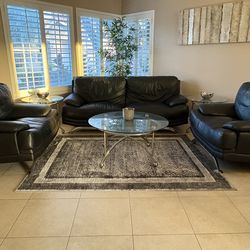 Modern Faux Leather Furniture Set — Sofa/Chairs/Dining Set + Tables/Barstools — Like New!