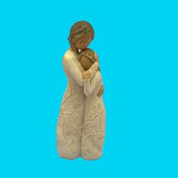 Vintage Willow Tree "Close to Me" Figurine by Susan Lordi - Mother & Child Embrace - Hand-Painted Sculpture - Retired Collectible 8”