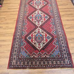 Vintage Persian Handknotted Wool Rug 5x10