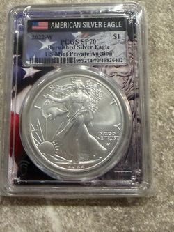 2022 W Burnished American Silver Eagle $1 PCGS SP 70 US Mint Private Auction