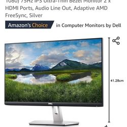 Dell S2421H 24 Inch Full HD 1080p Monitor, IPS Ultra-Thin Bezel, 2 x HDMI Ports, Built-in Speakers, Silver