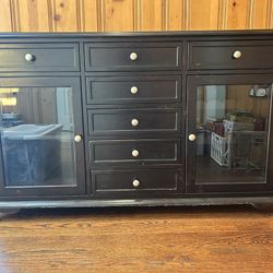 Black Wood Breakfront With Wine Storage 