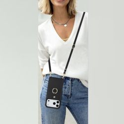 New Black Crossbody Phone Wallet Bag Compatible with iPhone 17 Pro
