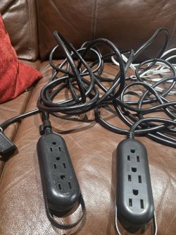 Two Black 3-Outlet Extension Cords